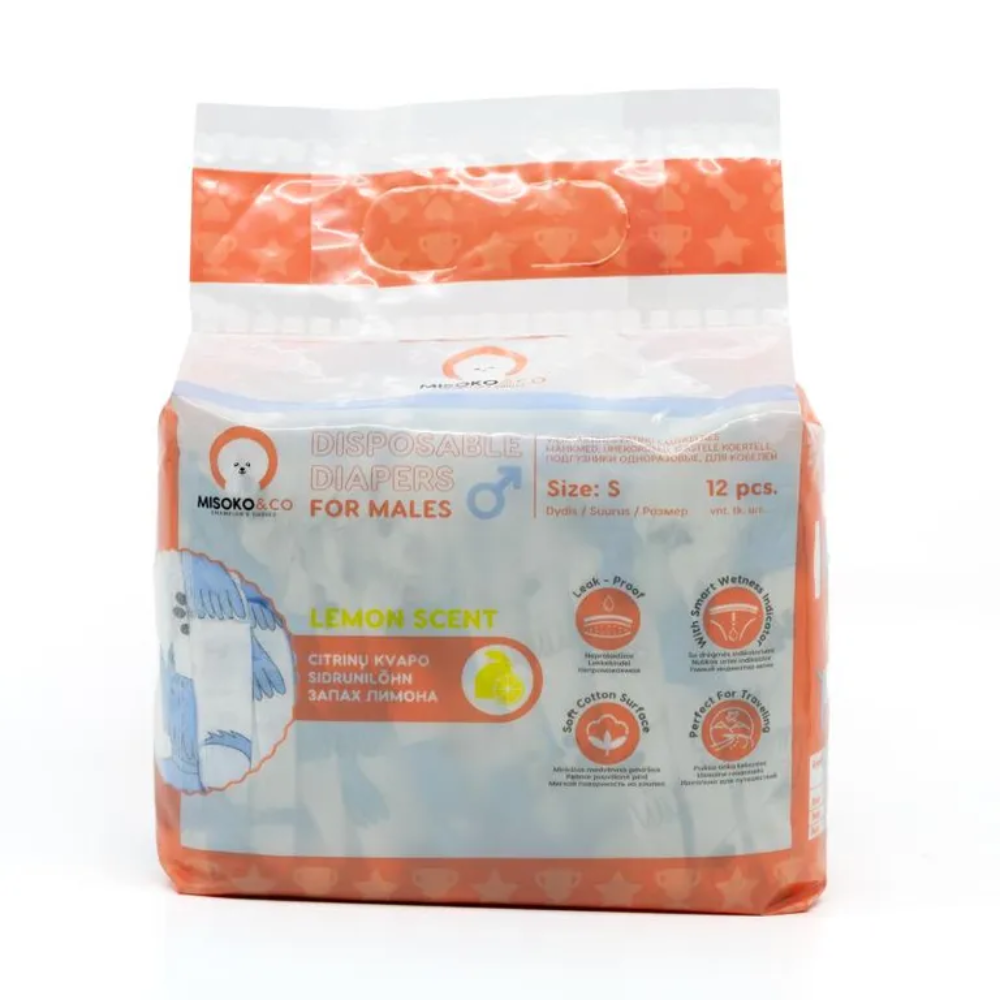 Fraldas descartáveis para cachorros machos - aroma a limão - (12Und) - Image 2
