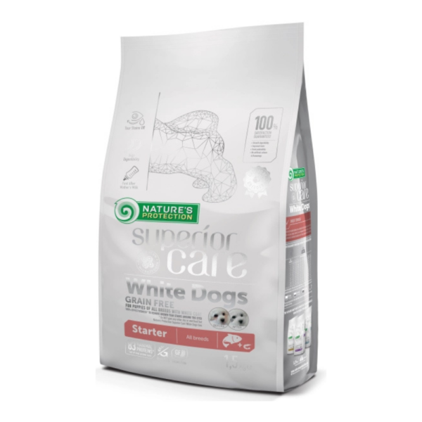 Nature’s Protection Superior Care White Dogs Grain Free Salmon Starter para filhotes Cão