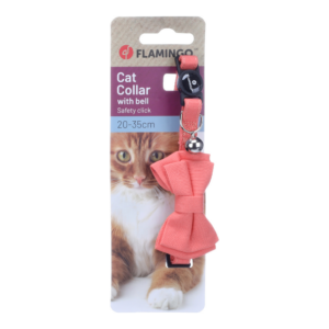 Flamingo Coleira Gato Lomi com Laço Salmão