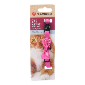 Flamingo Coleira Gato Castor com Laço Rosa