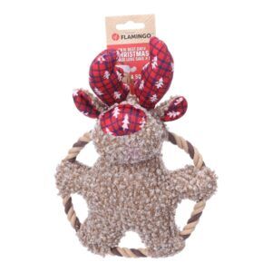 Flamingo Brinquedo de Natal com Aro em Corda Castanha